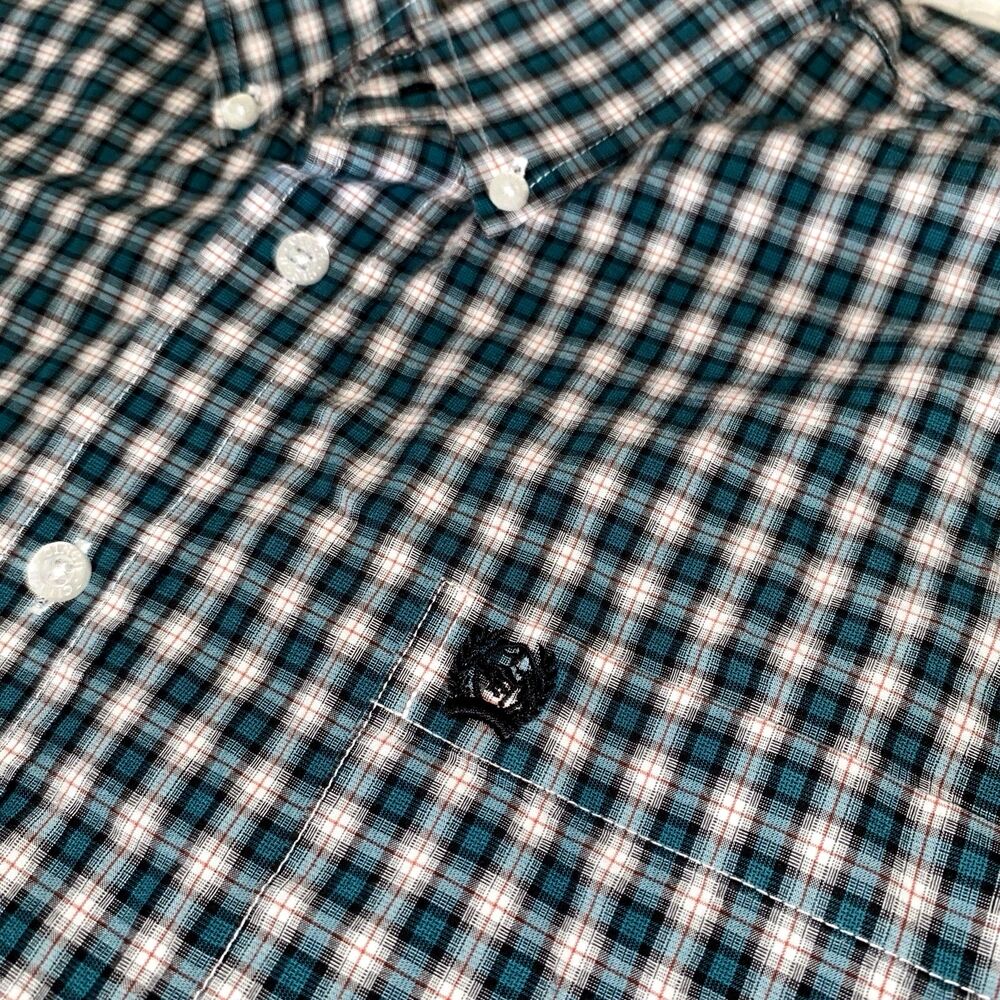 Cinch Western Shirt Men's Medium Green/Orange Plaid Cowboy Western Rodeo